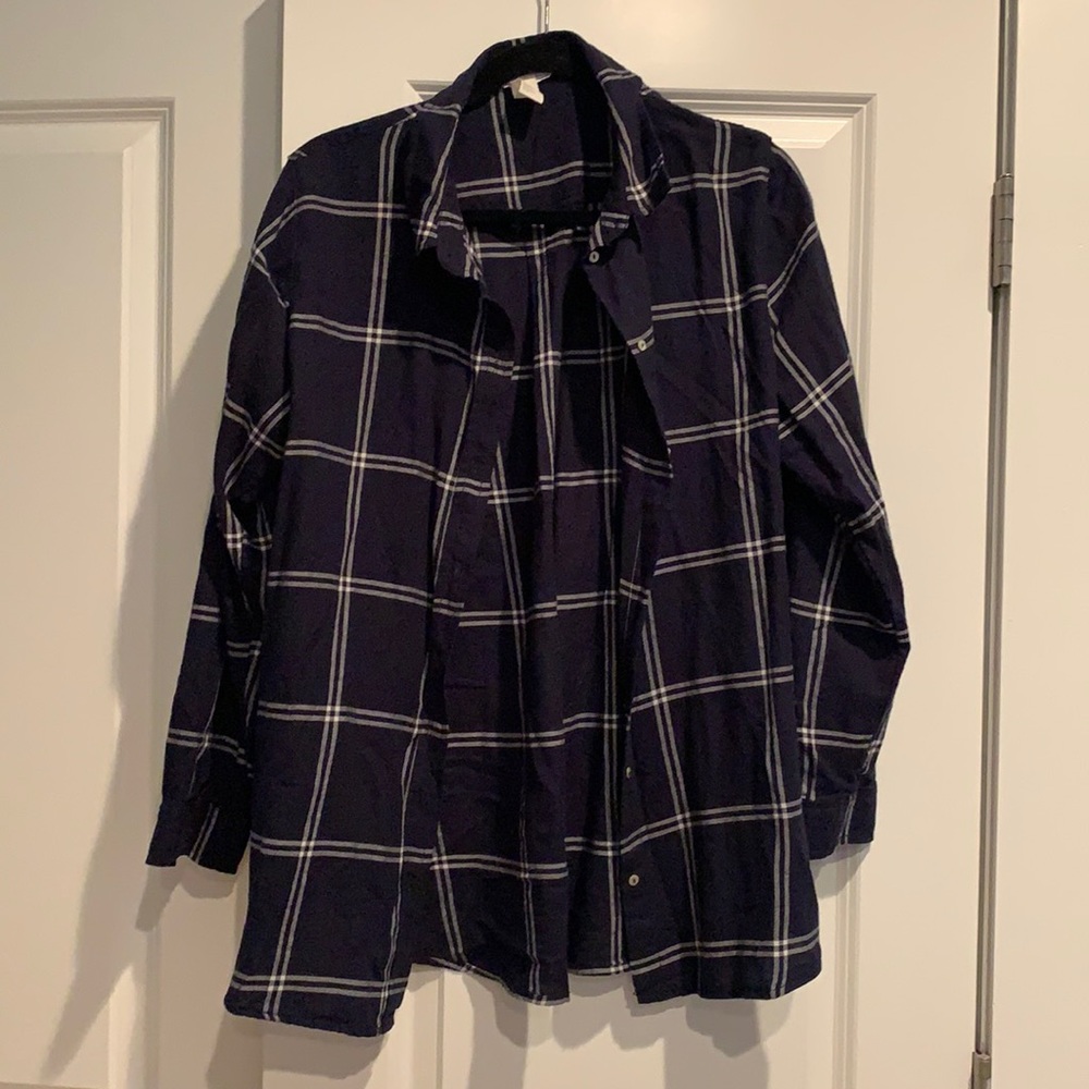 Navy and white flannel